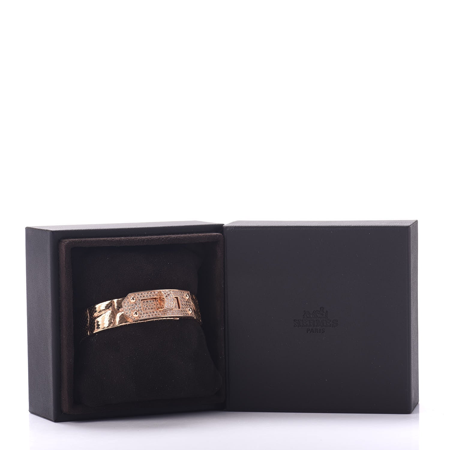 Hermes 18K Rose Gold Diamond MM Kelly Milanese Bracelet SH 5 of 5