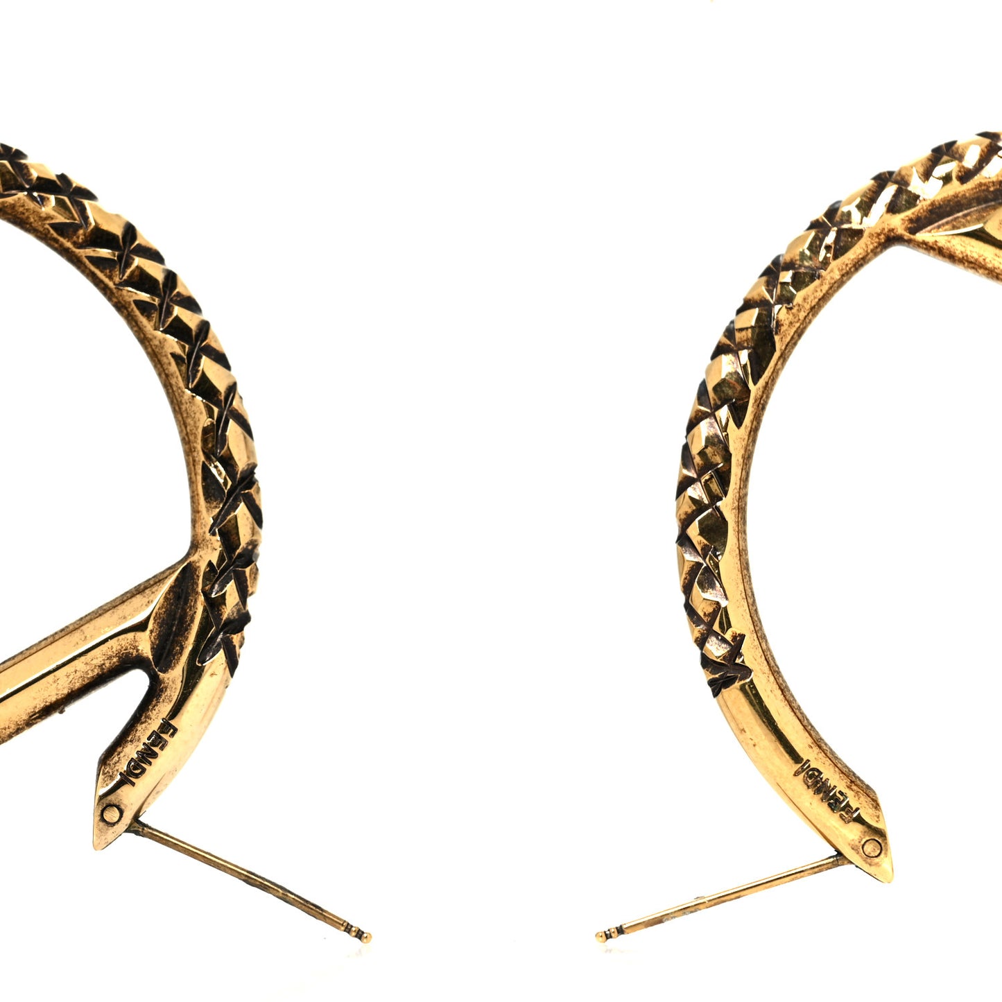 Metal FF Hoop Earrings Gold