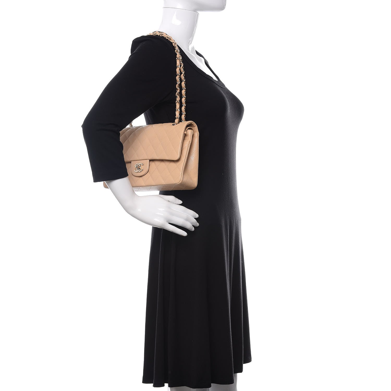 Chanel Caviar Quilted Medium Double Flap Beige Clair 2 of 13