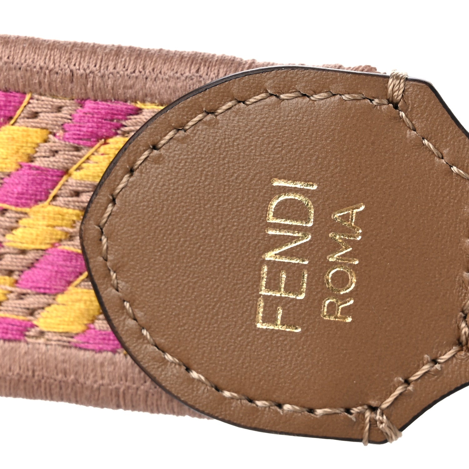 Fendi Canvas Vitello King Logo Embroidered Shaped Strap You Bouganville Mimosa Miele Sand 4 of 6