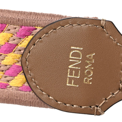 Fendi Canvas Vitello King Logo Embroidered Shaped Strap You Bouganville Mimosa Miele Sand 4 of 6