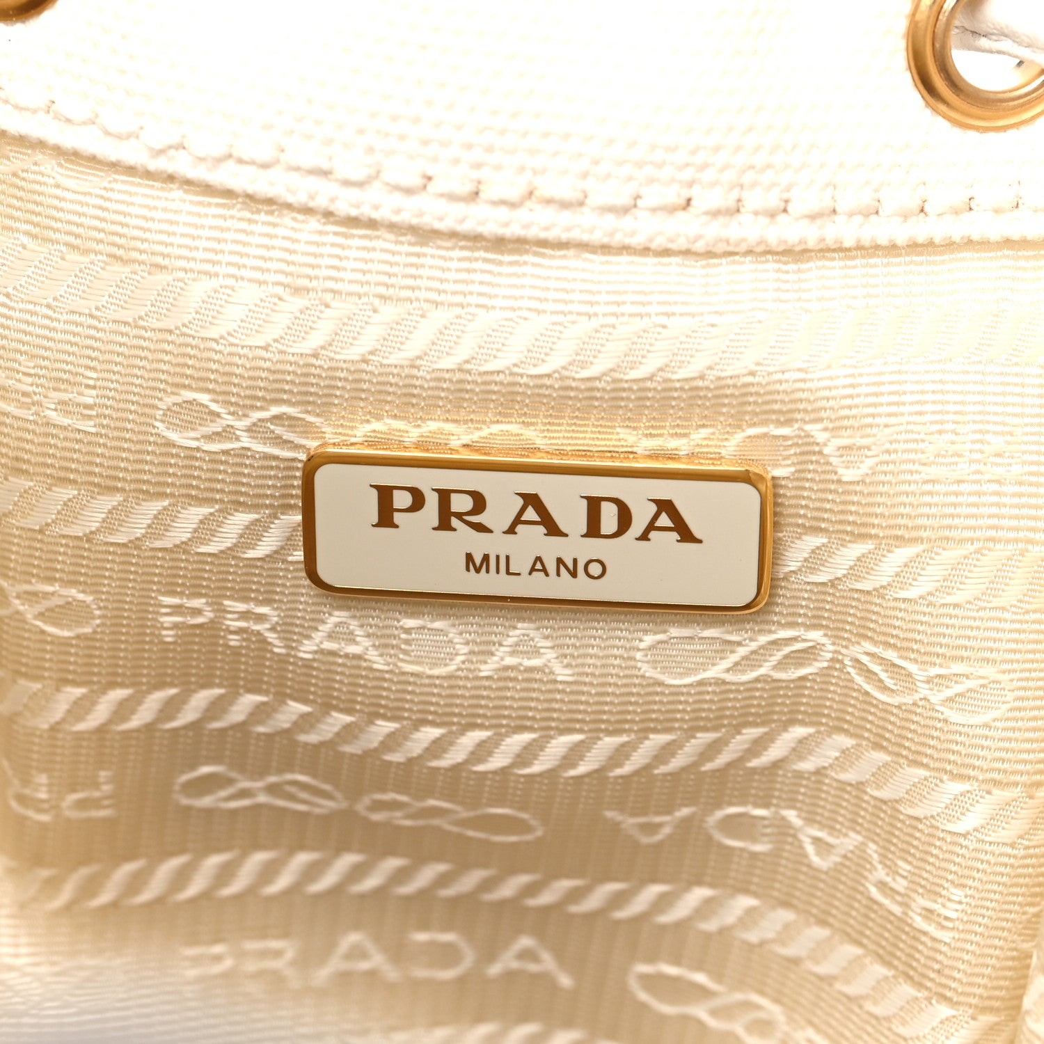Prada Wicker Canvas Bucket Bag Naturale White 6 of 11