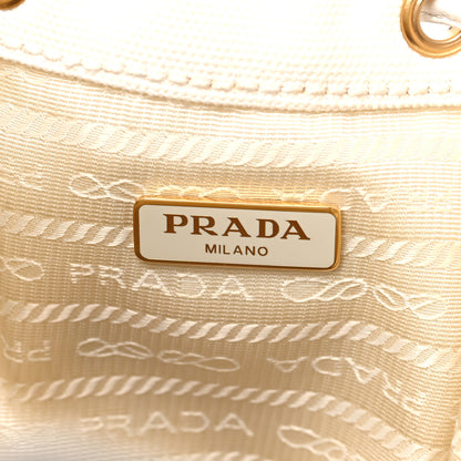 Prada Wicker Canvas Bucket Bag Naturale White 6 of 11