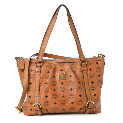 MCM Visetos Medium Essentials Shopper Tote Cognac 1 of 9