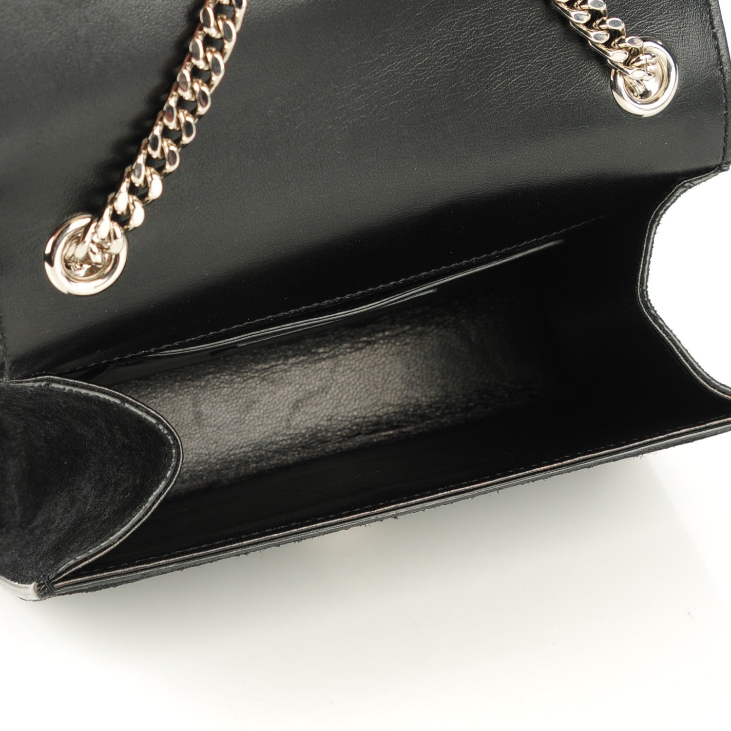 Saint Laurent Suede Crystal Studded Small Monogram Tassel Satchel Black 6 of 8