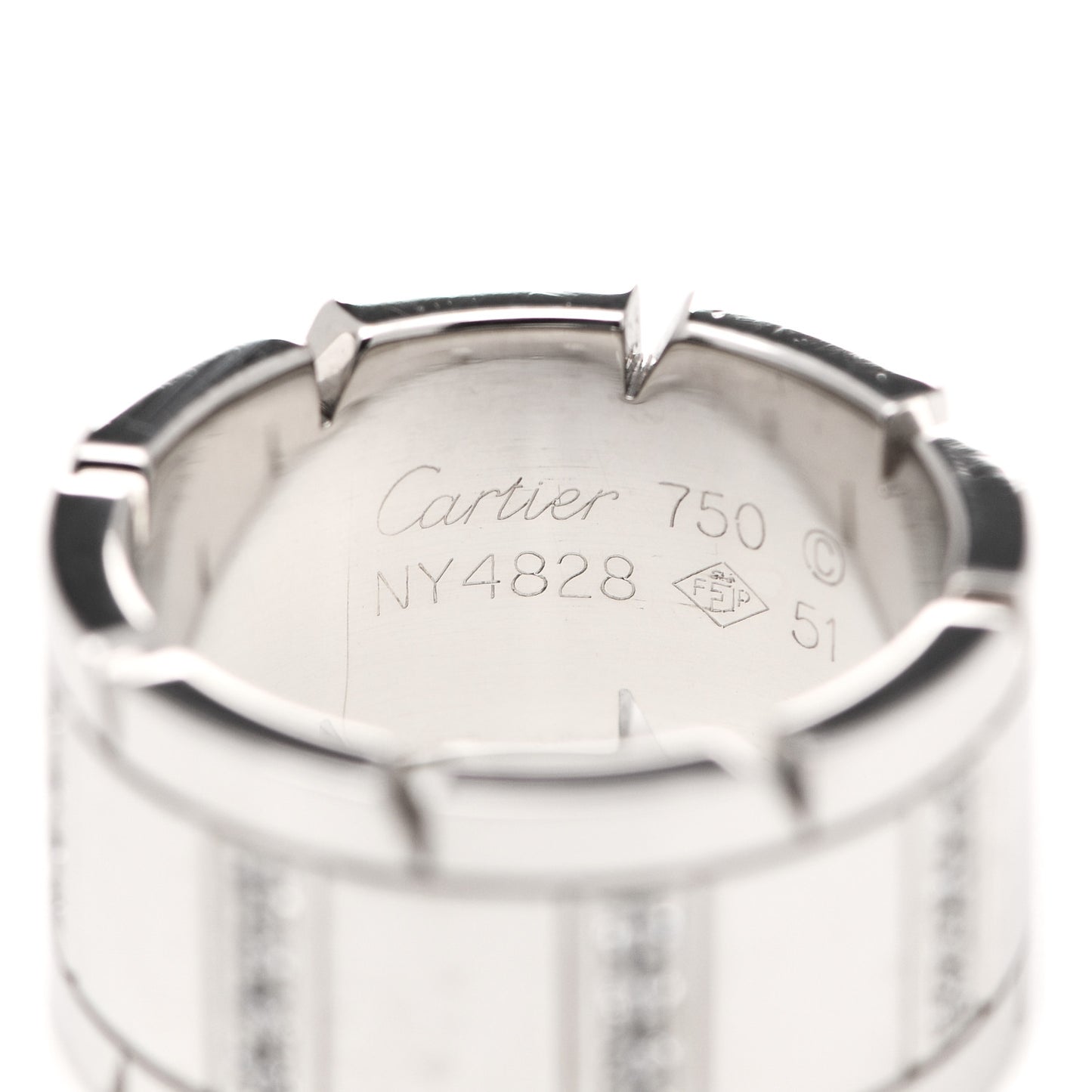 18K White Gold Diamond 11mm Tank Francaise Ring 51 5.75