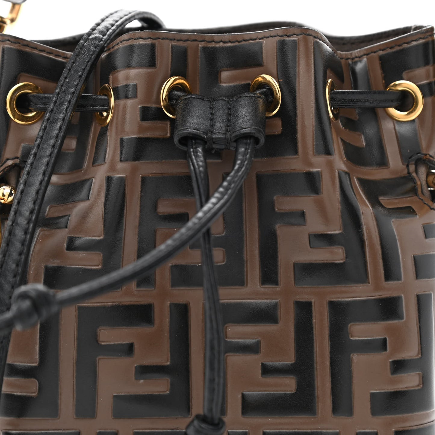 Vitello Liberty F is Fendi Bi-Color FF 1974 Embossed Mini Mon Tresor Bucket Bag Maya Black