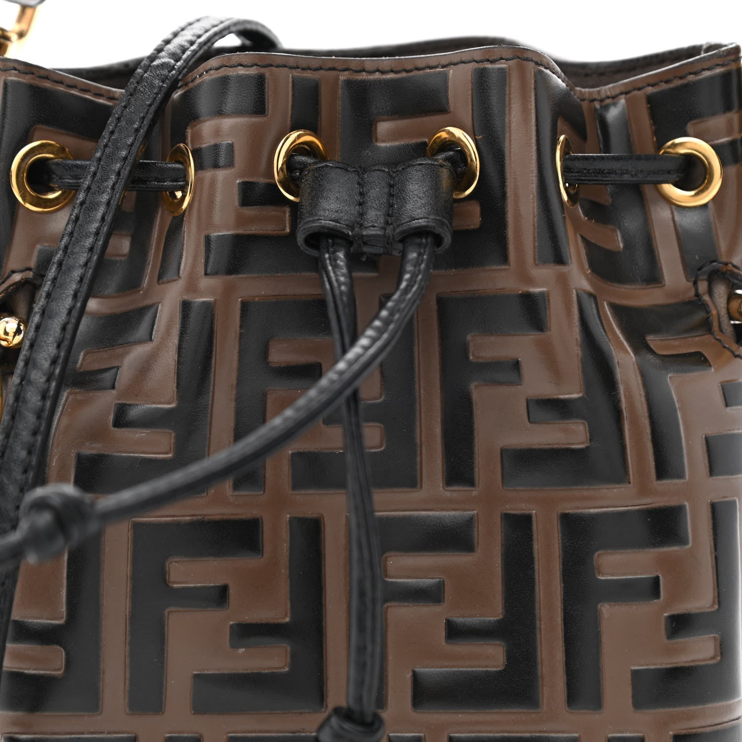 Fendi Vitello Liberty F is Fendi Bi-Color FF 1974 Embossed Mini Mon Tresor Bucket Bag Maya Black 8 of 11