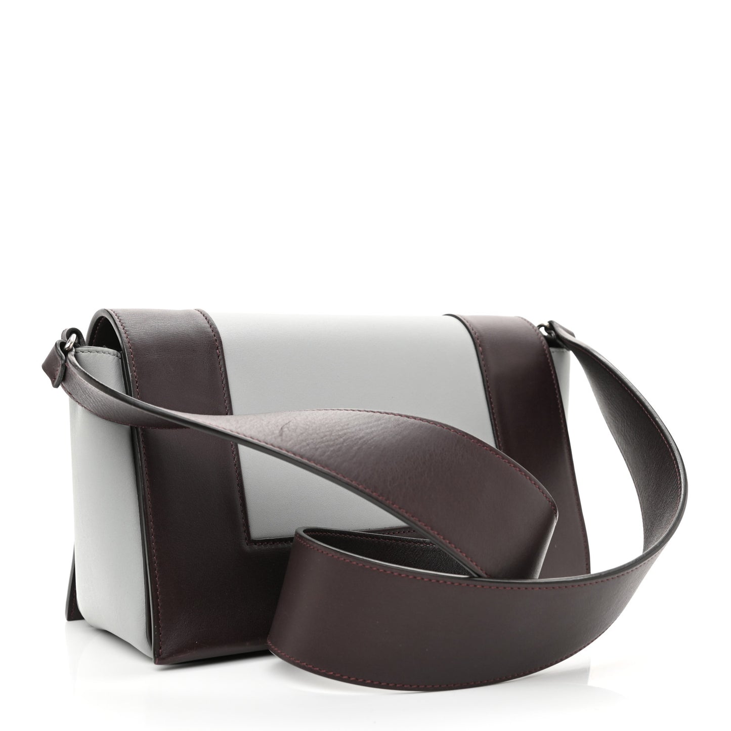 Shiny Smooth Calfskin Medium Frame Shoulder Bag Burgundy Pearl Blue