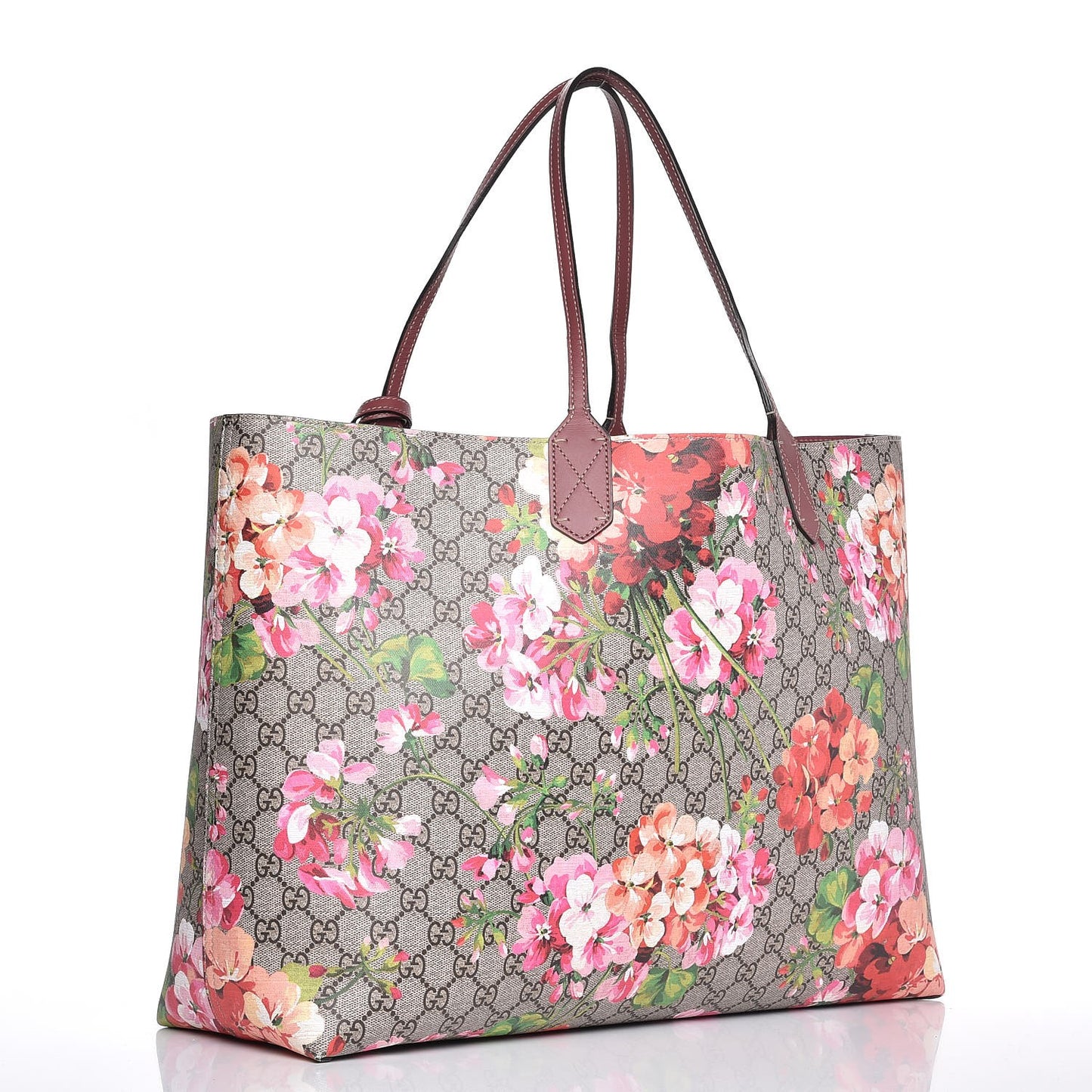 GG Supreme Monogram Blooms Large Reversible Tote Beige Multicolor Dry Rose