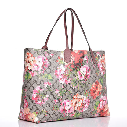 Gucci GG Supreme Monogram Blooms Large Reversible Tote Beige Multicolor Dry Rose 3 of 15