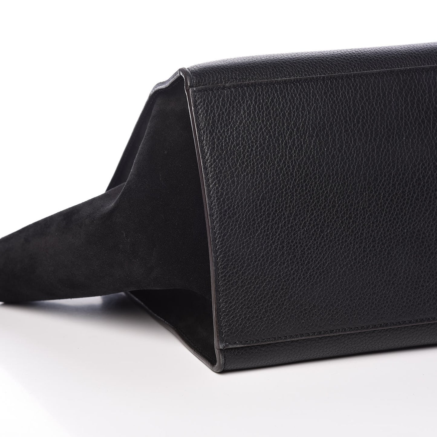 Drummed Calfskin Suede Small Trapeze Black