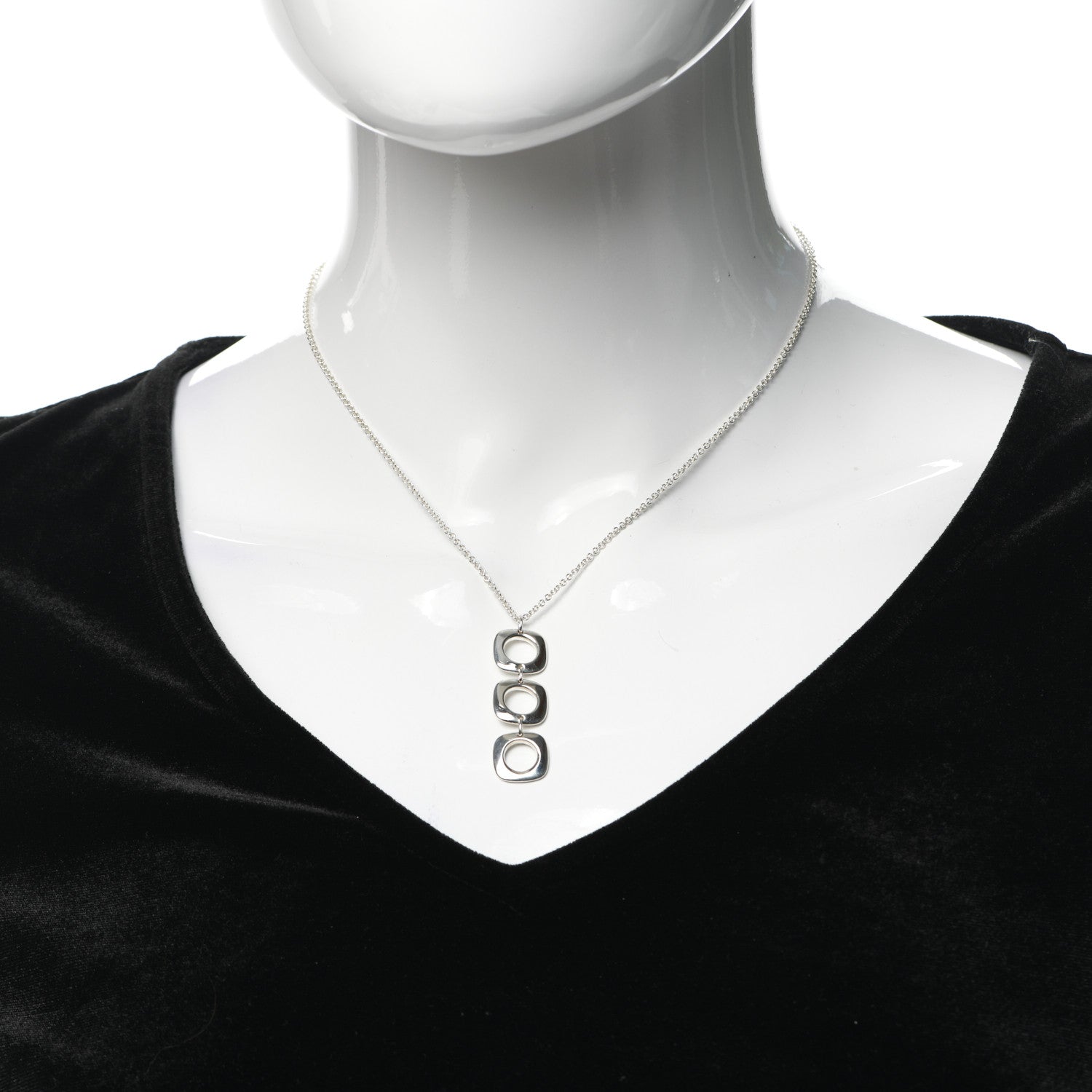 Tiffany Sterling Silver Cushion Square Link Pendant Necklace 2 of 5