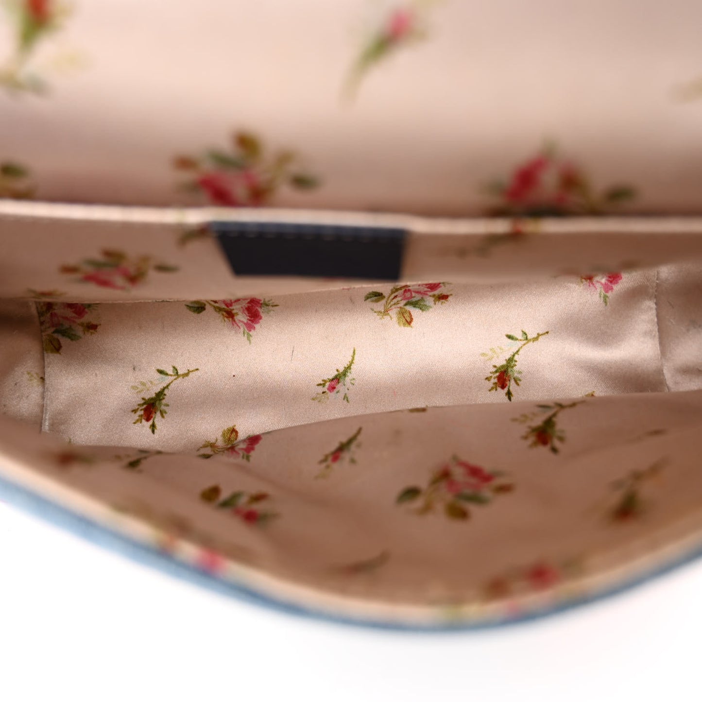 Denim Matelasse Floral Embroidered Mini GG Marmont Shoulder Bag Blue