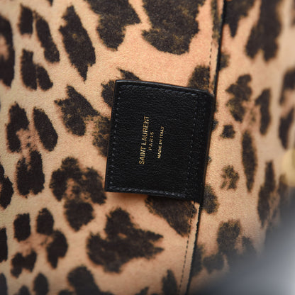 Saint Laurent Calfskin Large Leopard Print Shopping Tote Black 7 of 13