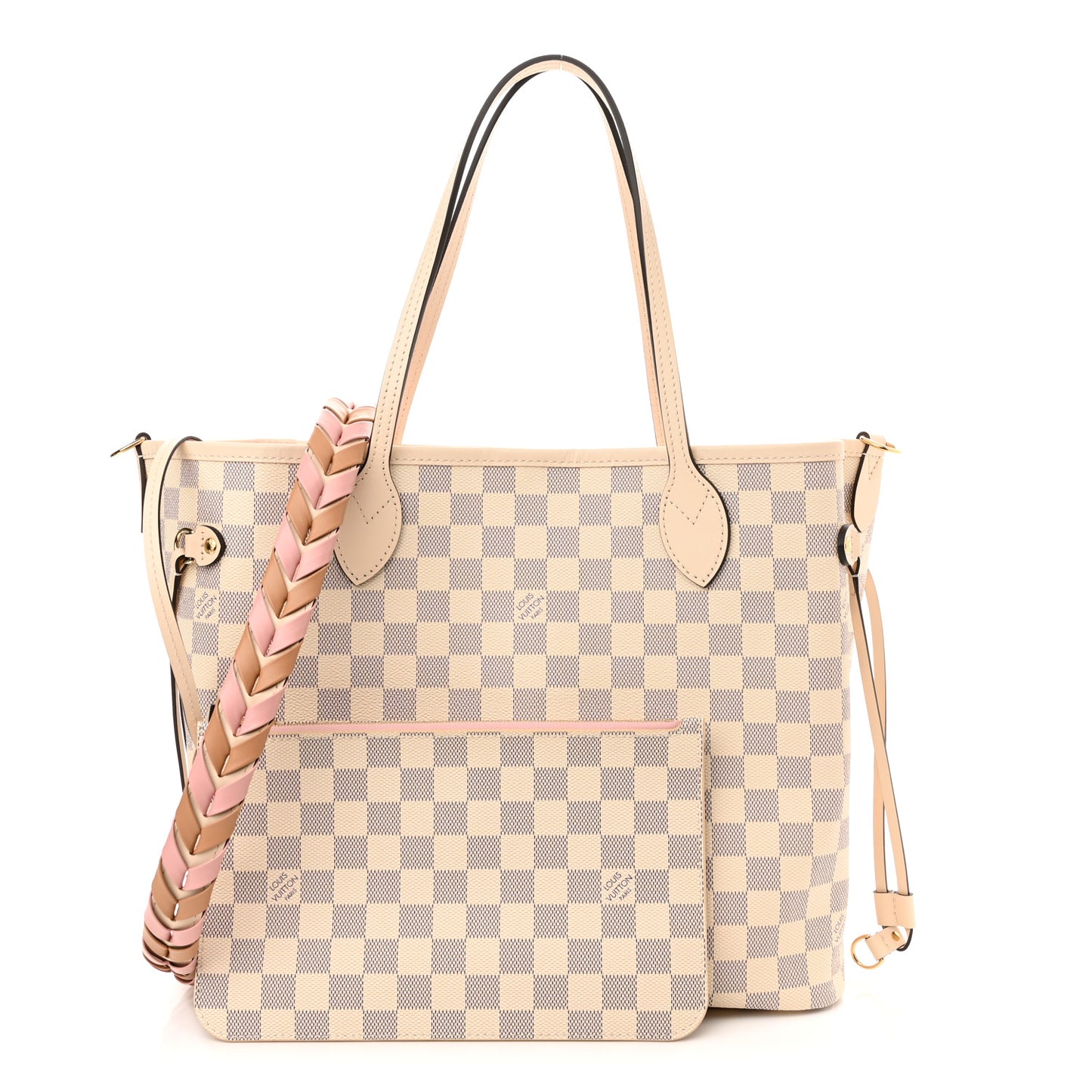 Damier Azur Braided Neverfull MM Pink