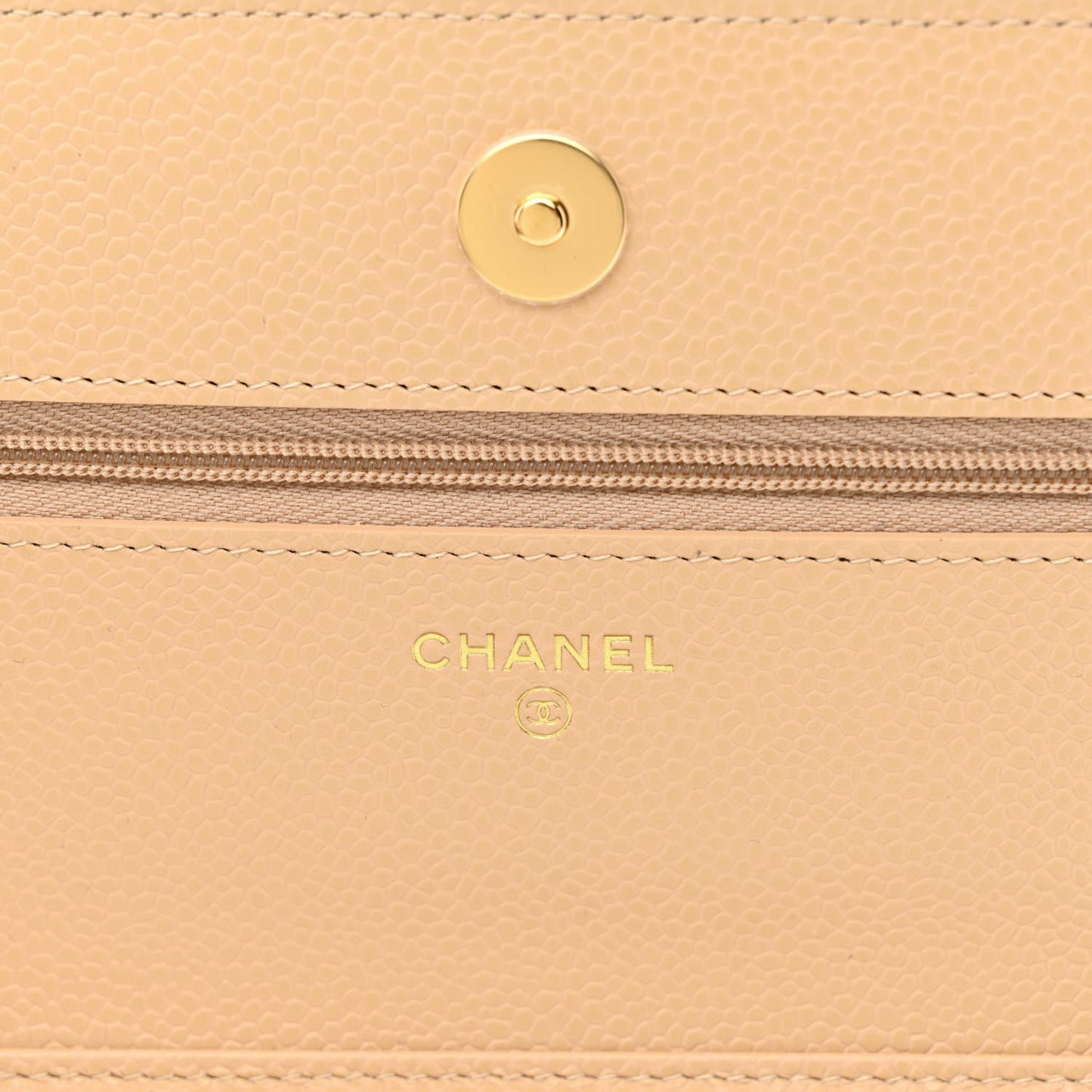 Caviar Quilted Wallet On Chain WOC Beige