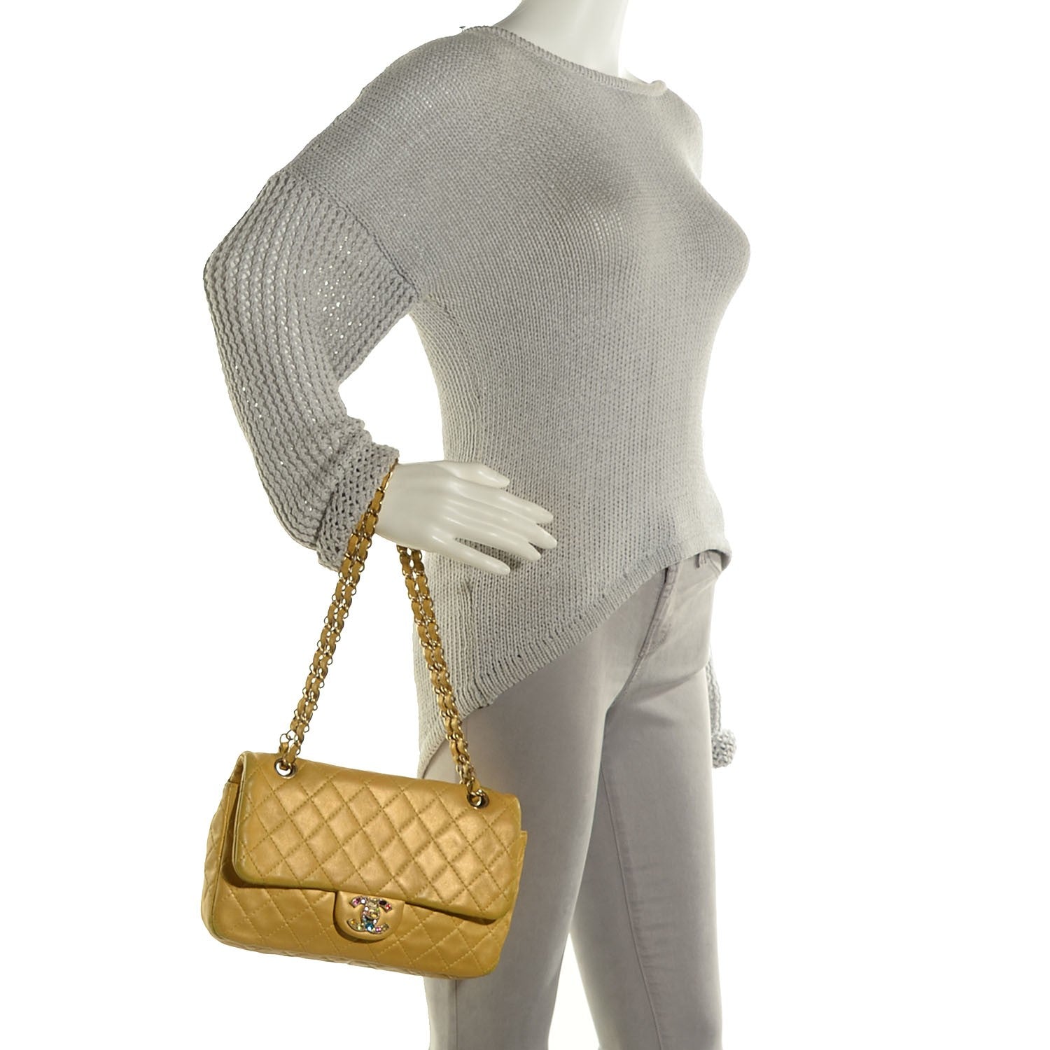 Chanel Lambskin Quilted Medium Precious Jewel Single Flap Yellow 2 of 8