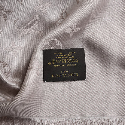 Louis Vuitton Silk Wool Monogram Shawl Greige 4 of 5