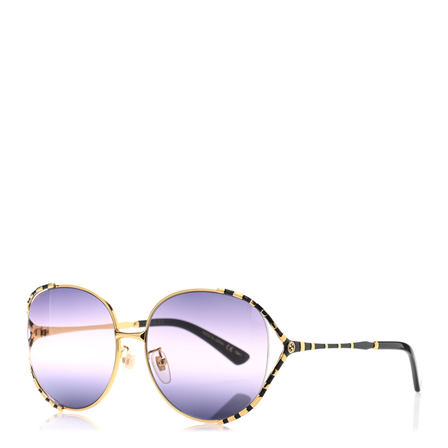 Gucci Metal Round Frame GG0595S Sunglasses Gold Black 1 of 4