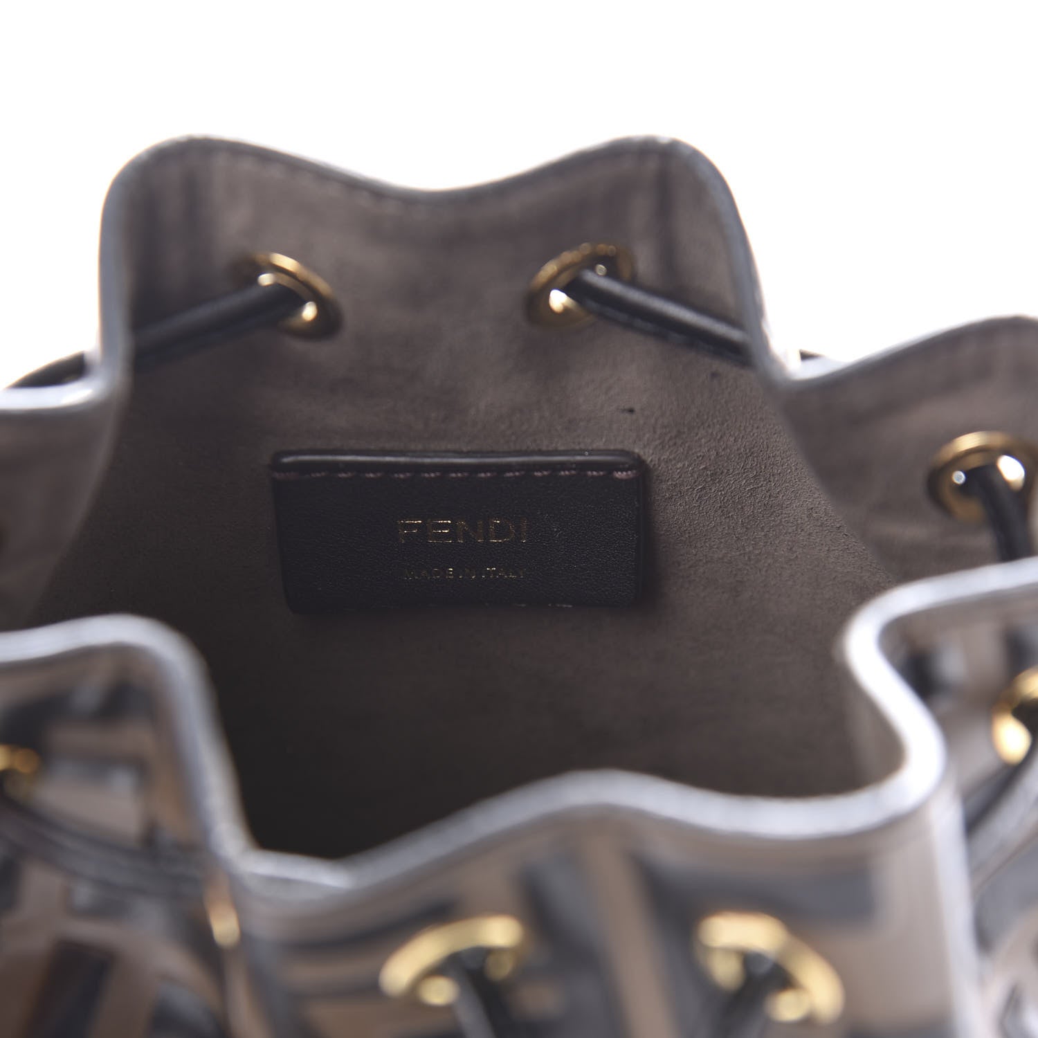 Fendi Vitello Liberty F is Fendi Bi-Color FF 1974 Embossed Mini Mon Tresor Bucket Bag Maya Black 8 of 10