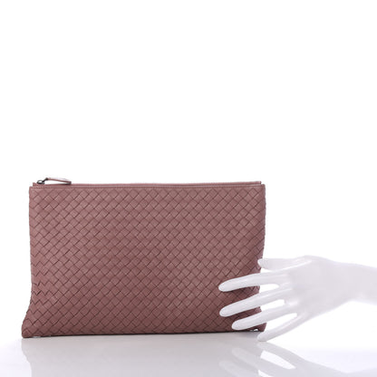 Bottega Veneta Nappa Intrecciato Large Flat Zip Biletto Pouch Dusty Rose 2 of 6