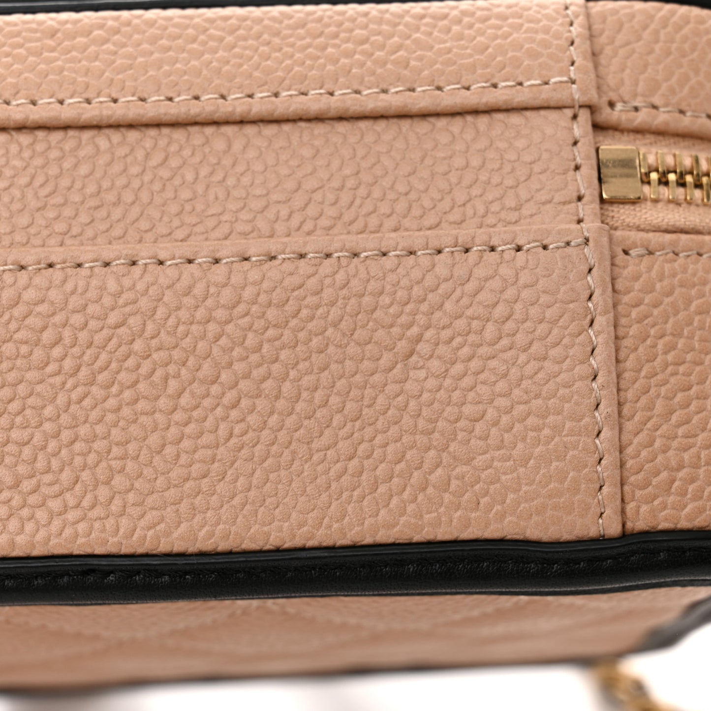 Caviar Quilted Small CC Filigree Vanity Case Beige Black