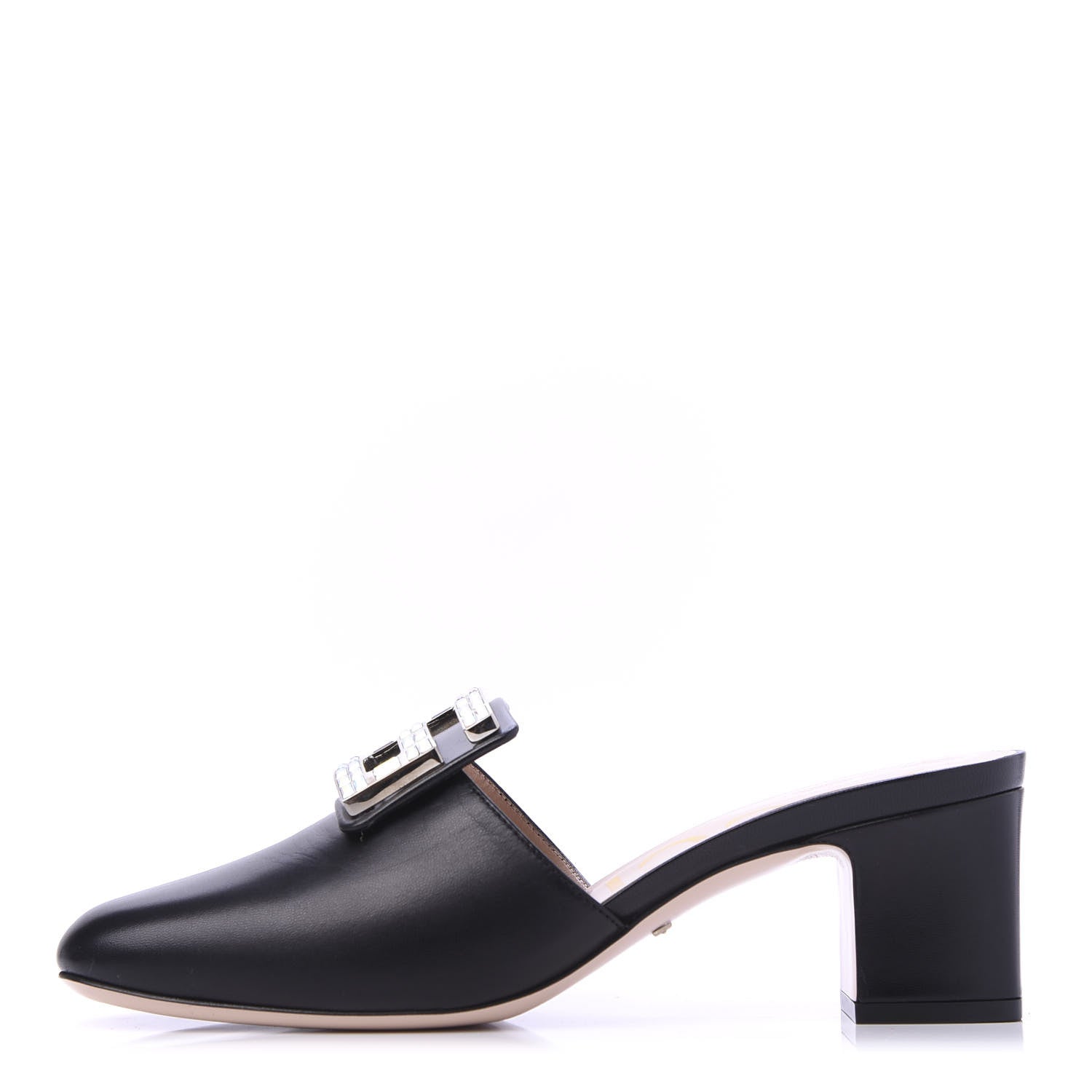 Gucci Malaga Kid Crystal Square G Madelyn Mules 38 Black 1 of 10