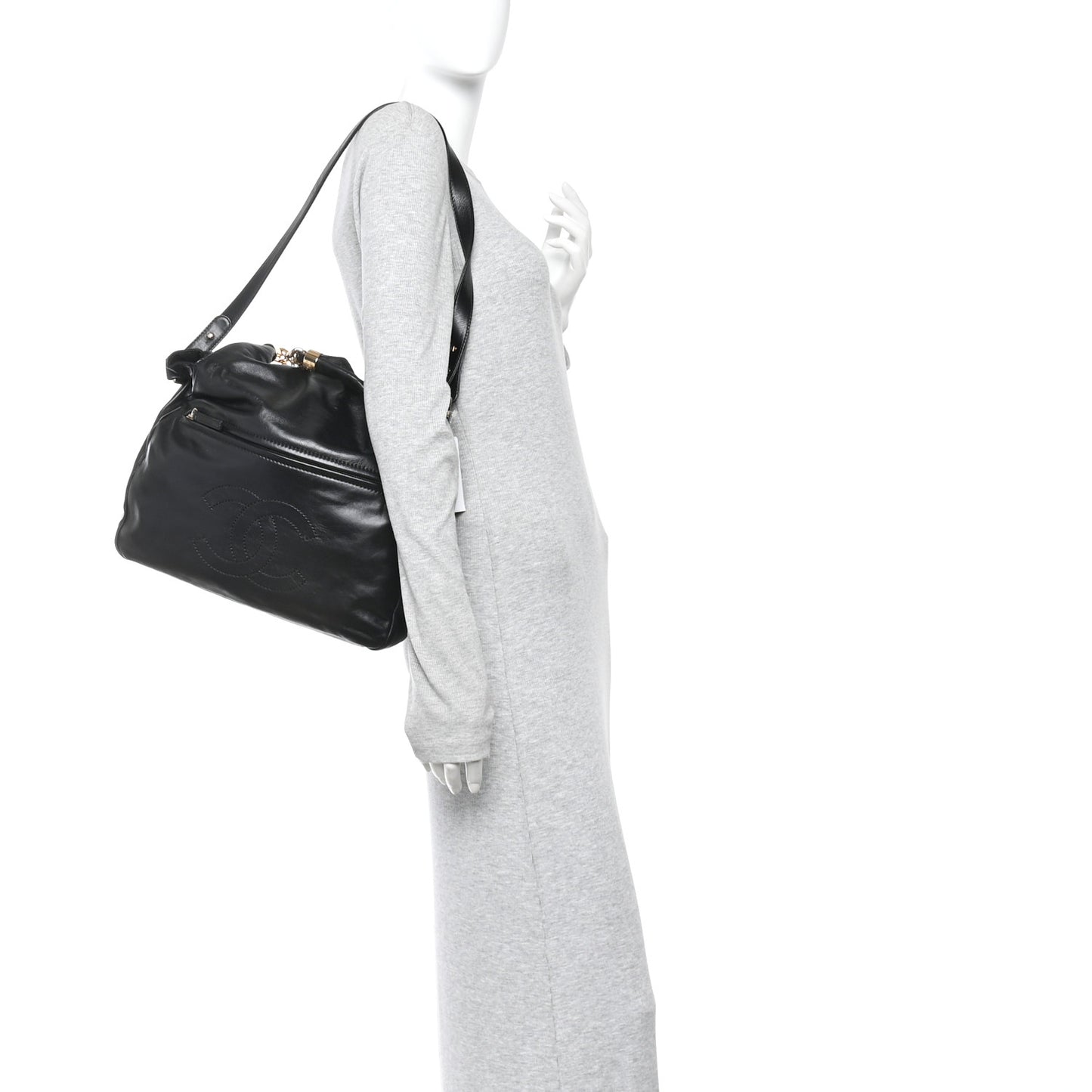 Glazed Calfskin Medium Rodeo Drive Tote Black