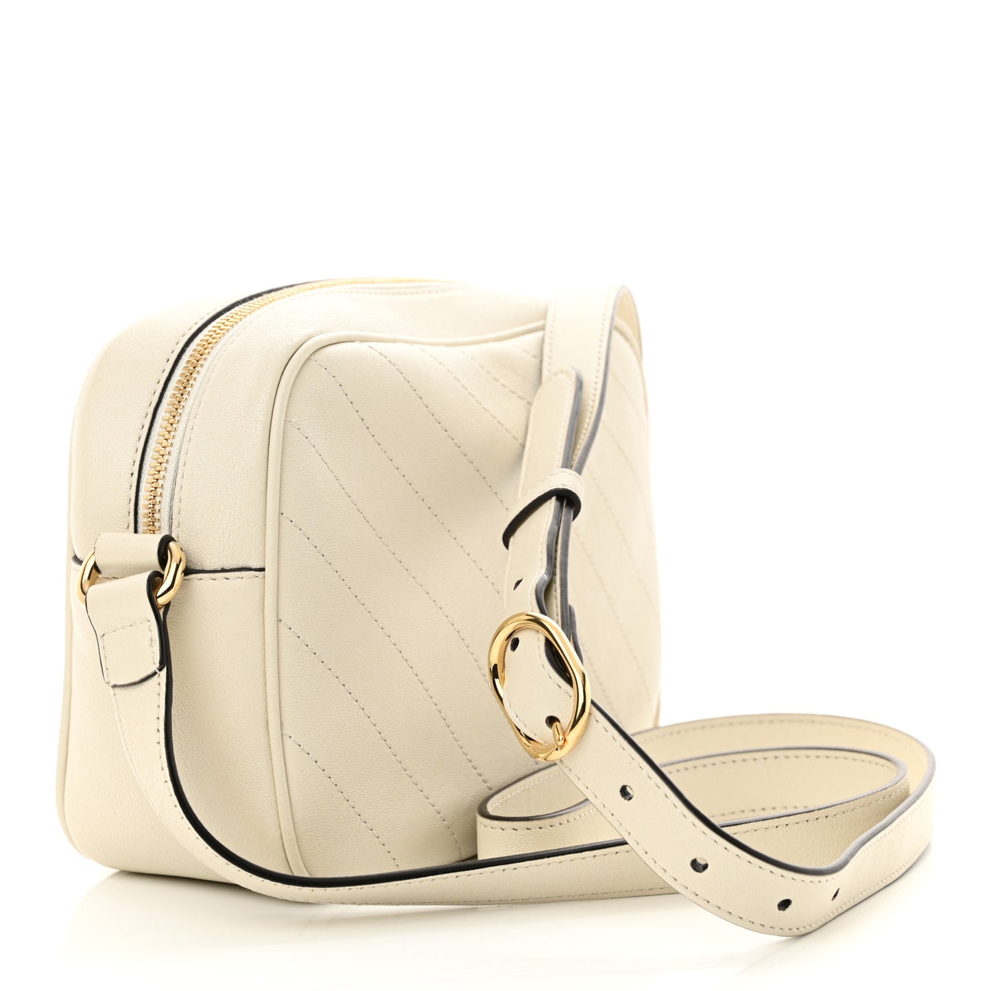Sakai Be Green Calfskin Diagonal Stitched Small Blondie Shoulder Bag Mystic White