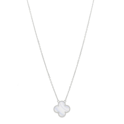 Van Cleef & Arpels 18k White Gold Chalcedony Vintage Alhambra Pendant Necklace 1 of 5
