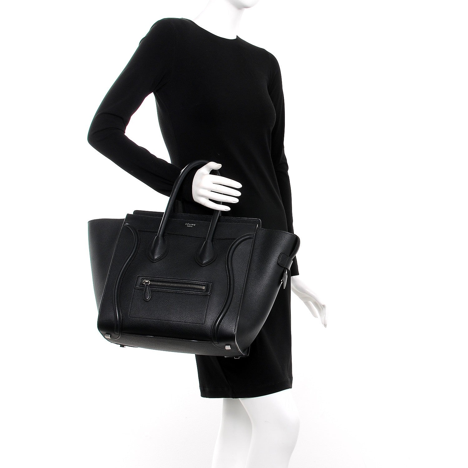 Celine Drummed Calfskin Mini Luggage Black 2 of 12