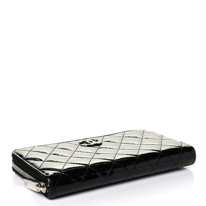 Chanel Patent Quilted Brilliant Zip Around Wallet Black 3 of 6