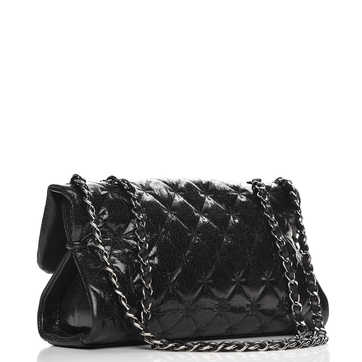 Chanel Glazed Crackled Calfskin Mademoiselle Flap Black 4 of 8