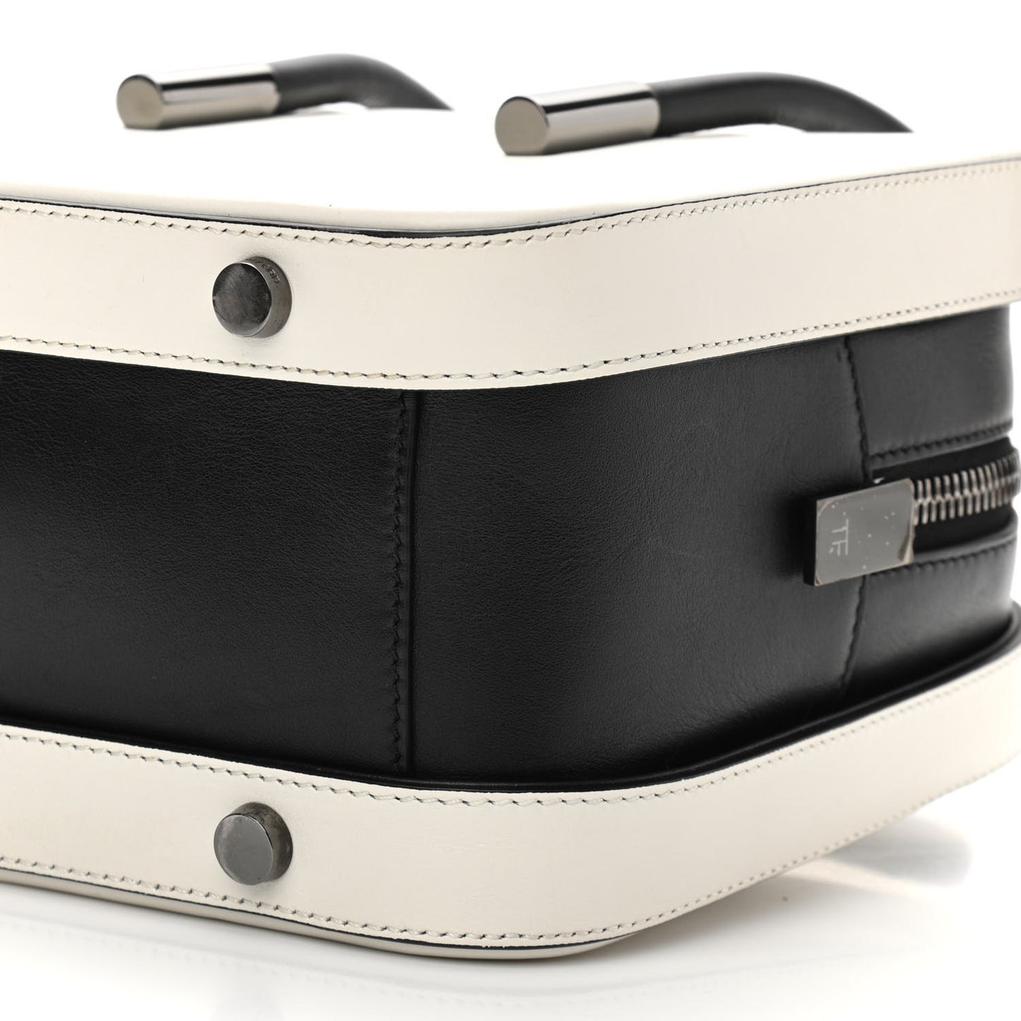 Calfskin Top Handle Bag White Black