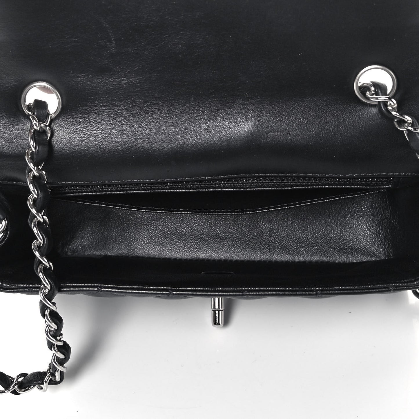 Lambskin Quilted Mini Rectangular Flap Black