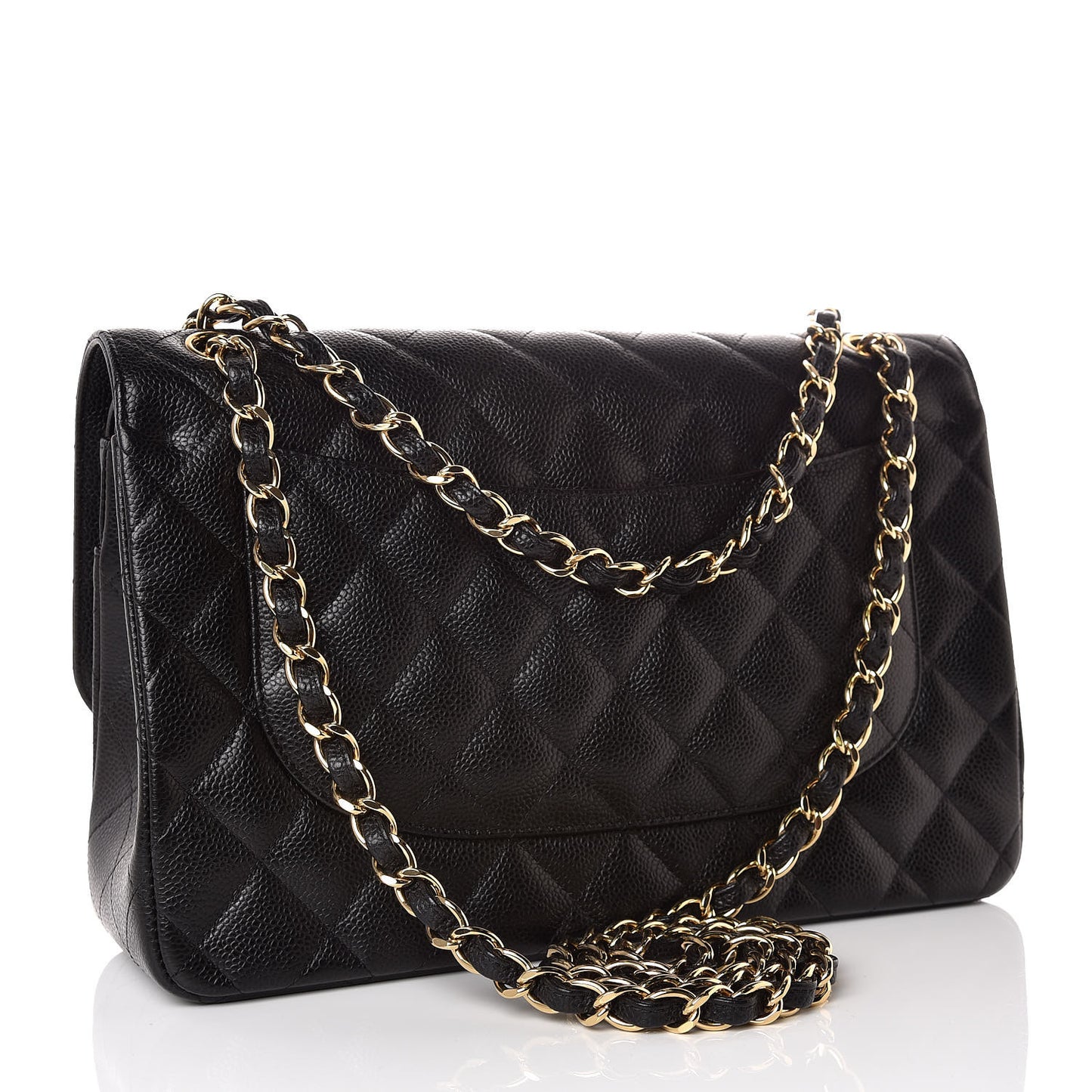Caviar Quilted Jumbo Double Flap Black
