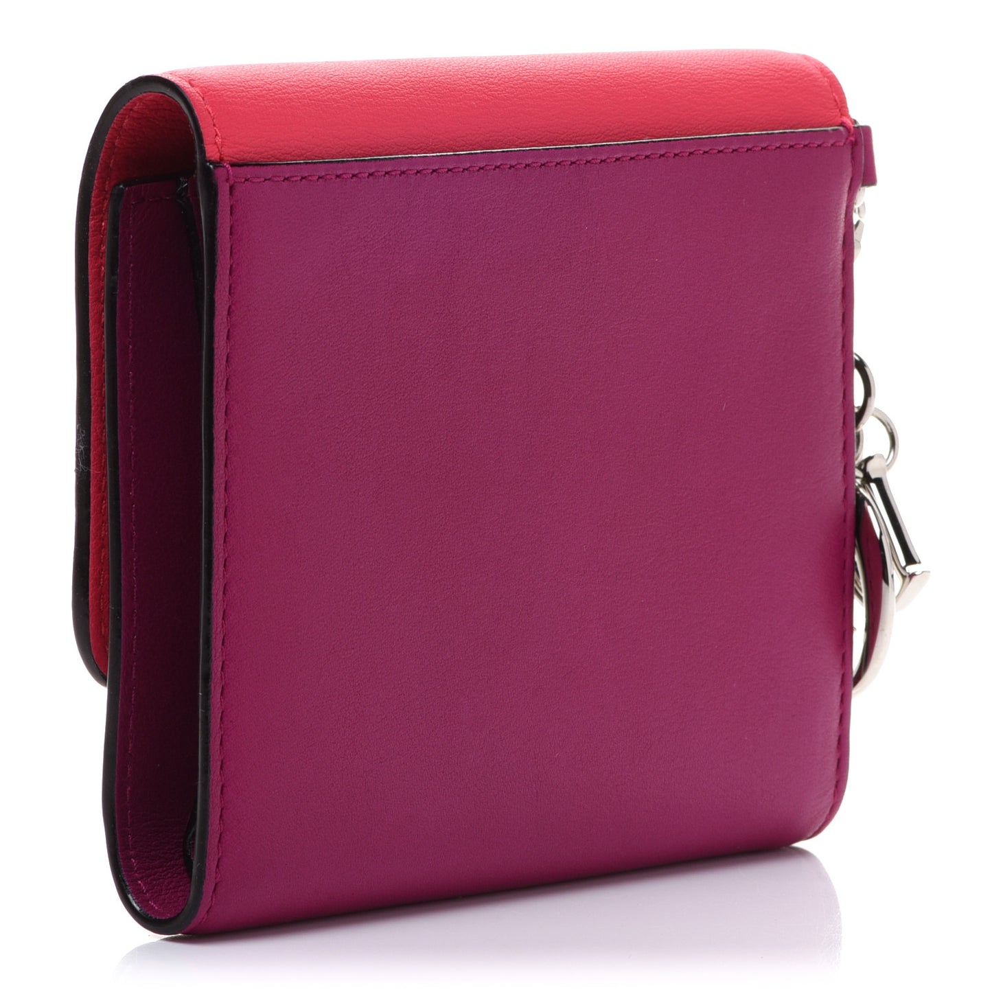 Smooth Calfskin Bi-Color Diorissimo Envelope Wallet Toxic Purple Pink