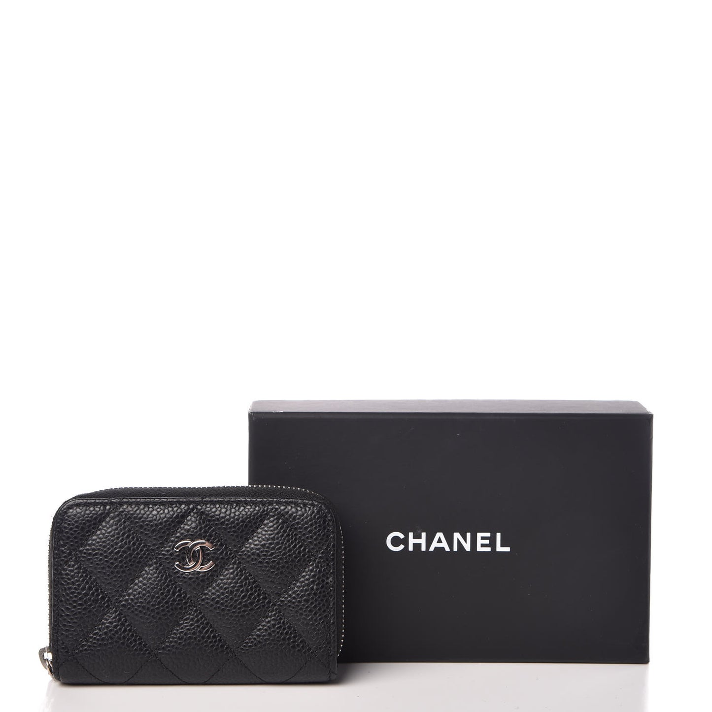 Caviar Quilted Zip Coin Purse Black