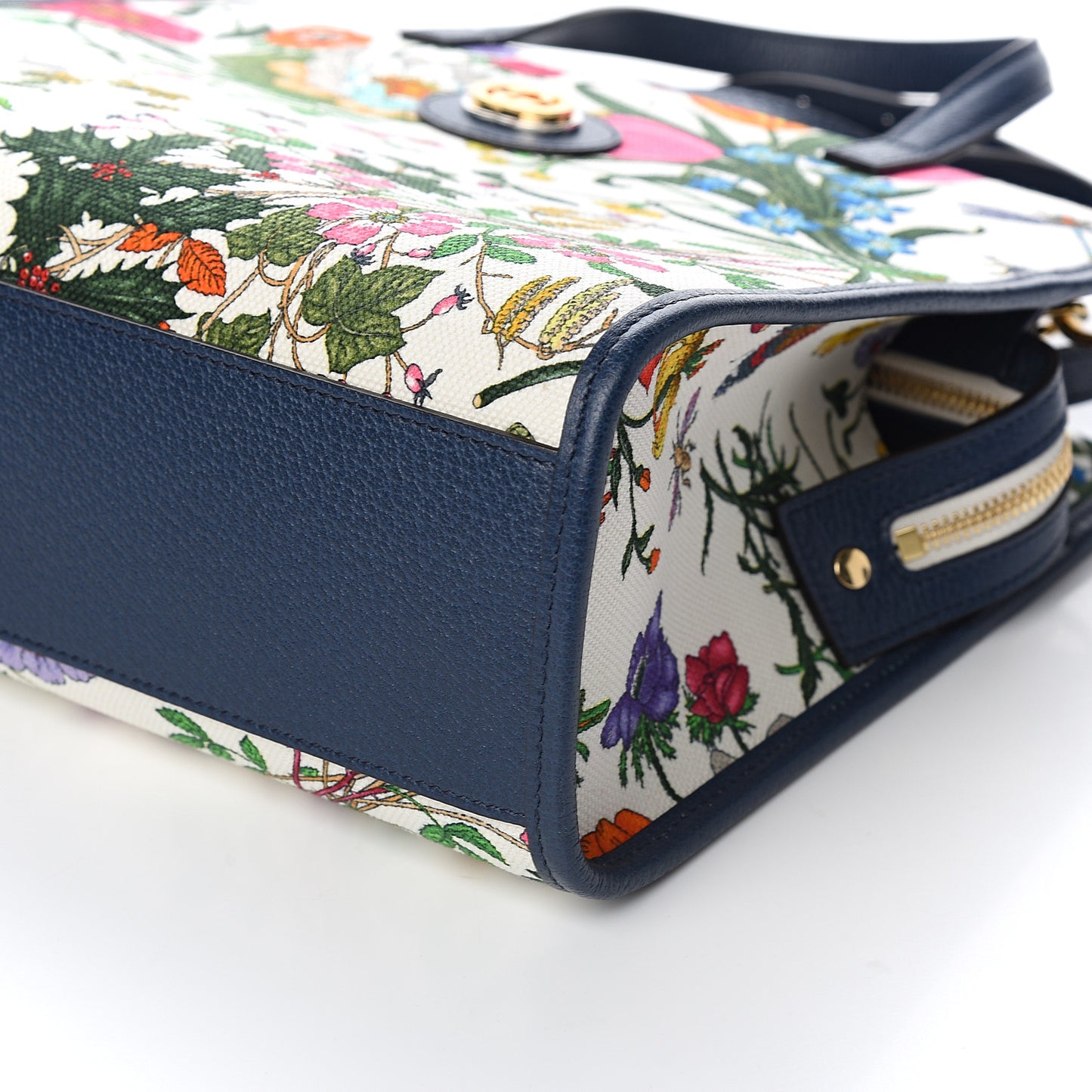Canvas Medium Flora Tote White Multicolor Blue Agata