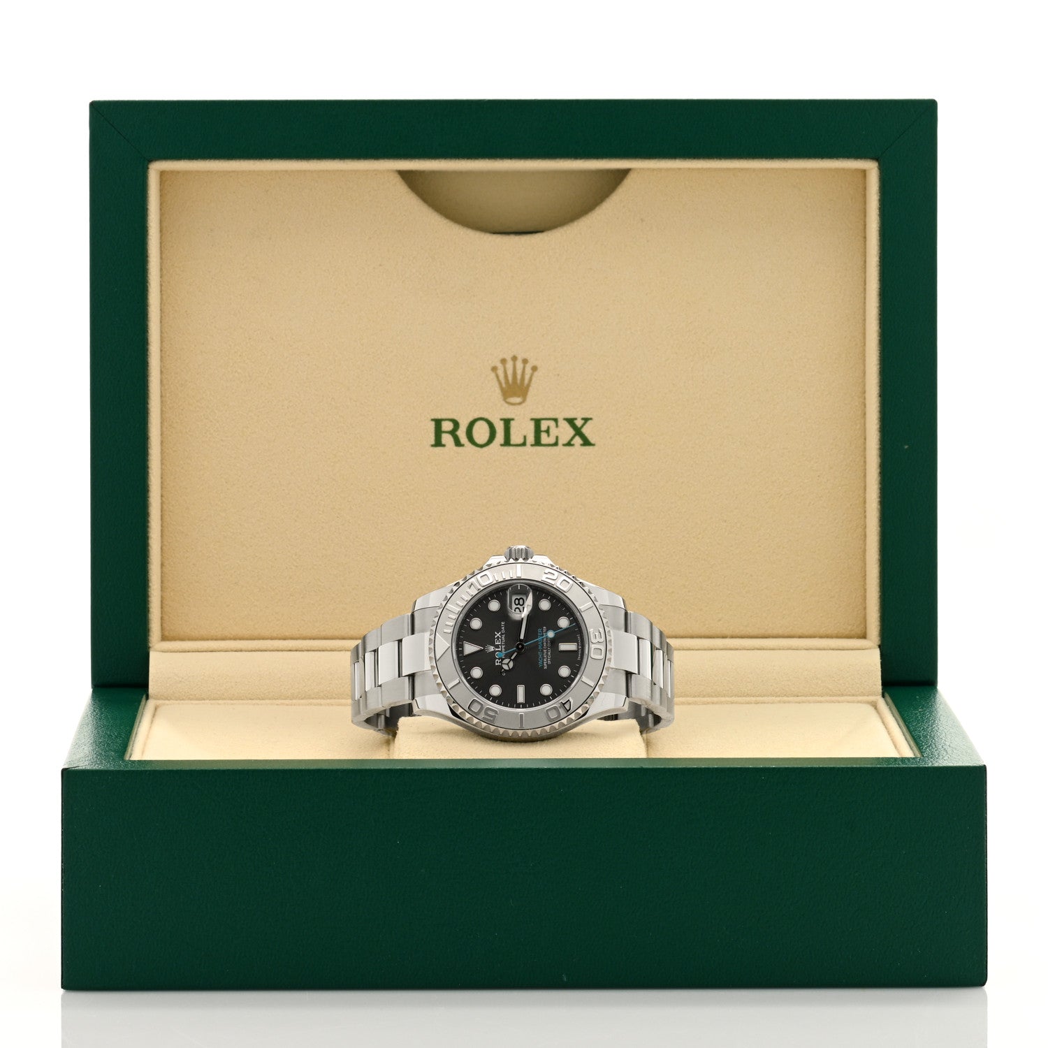 Rolex Stainless Steel Platinum 37mm Oyster Perpetual Date Yacht-Master Watch Slate 268622 5 of 5