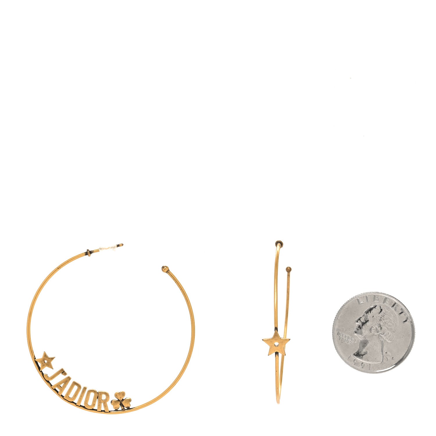 Christian Dior Metal J'Adior Hoop Earrings Aged Gold 2 of 4