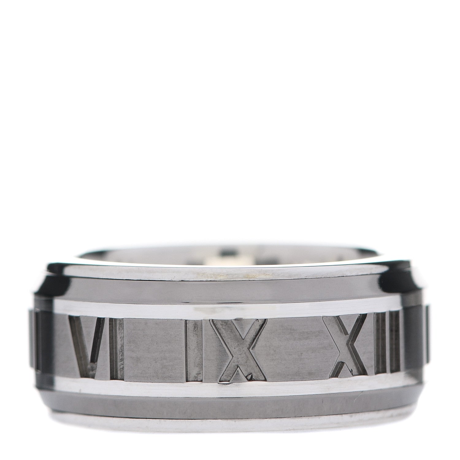 Tiffany Sterling Silver Titanium Atlas Band Ring 50 5.5 1 of 5