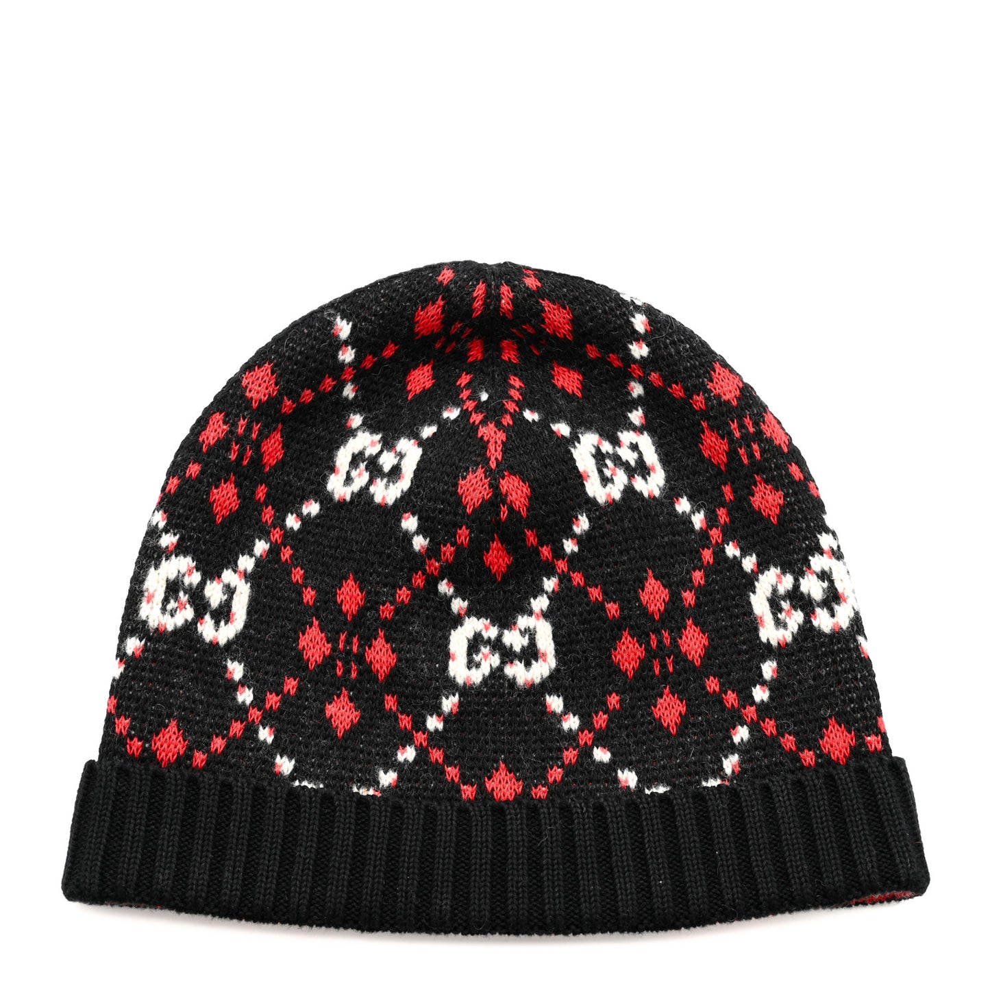 Knit GG Monogram Diamante Beanie Hat S Black