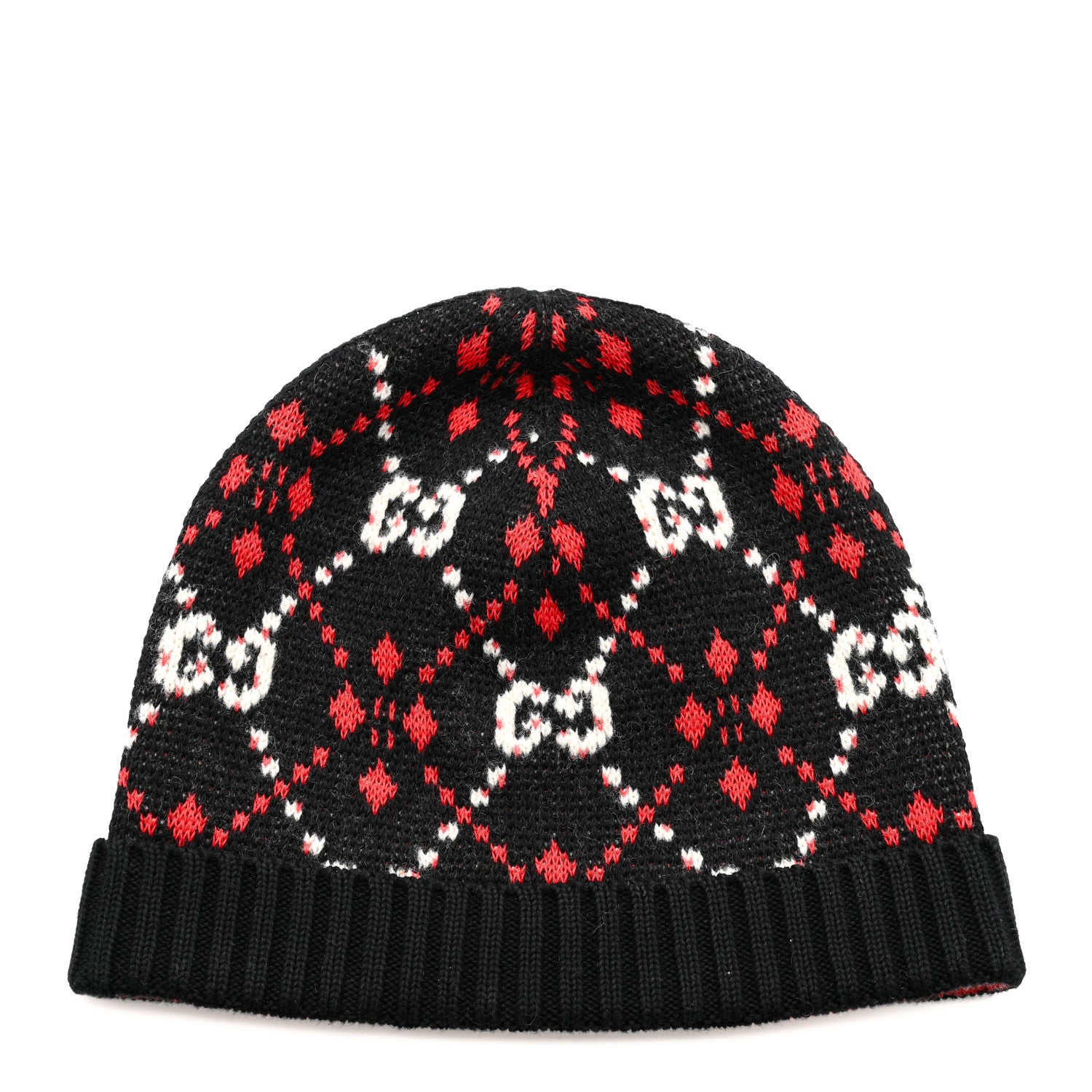 Gucci Knit GG Monogram Diamante Beanie Hat S Black 1 of 6