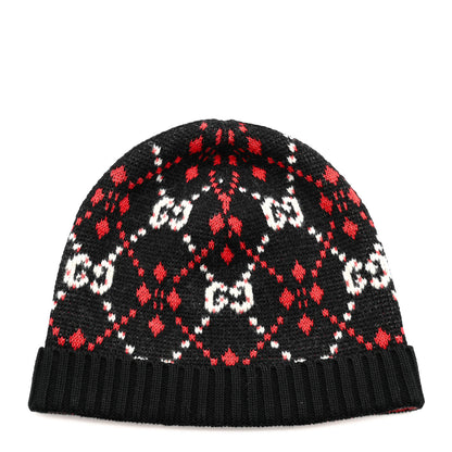 Gucci Knit GG Monogram Diamante Beanie Hat S Black 1 of 6