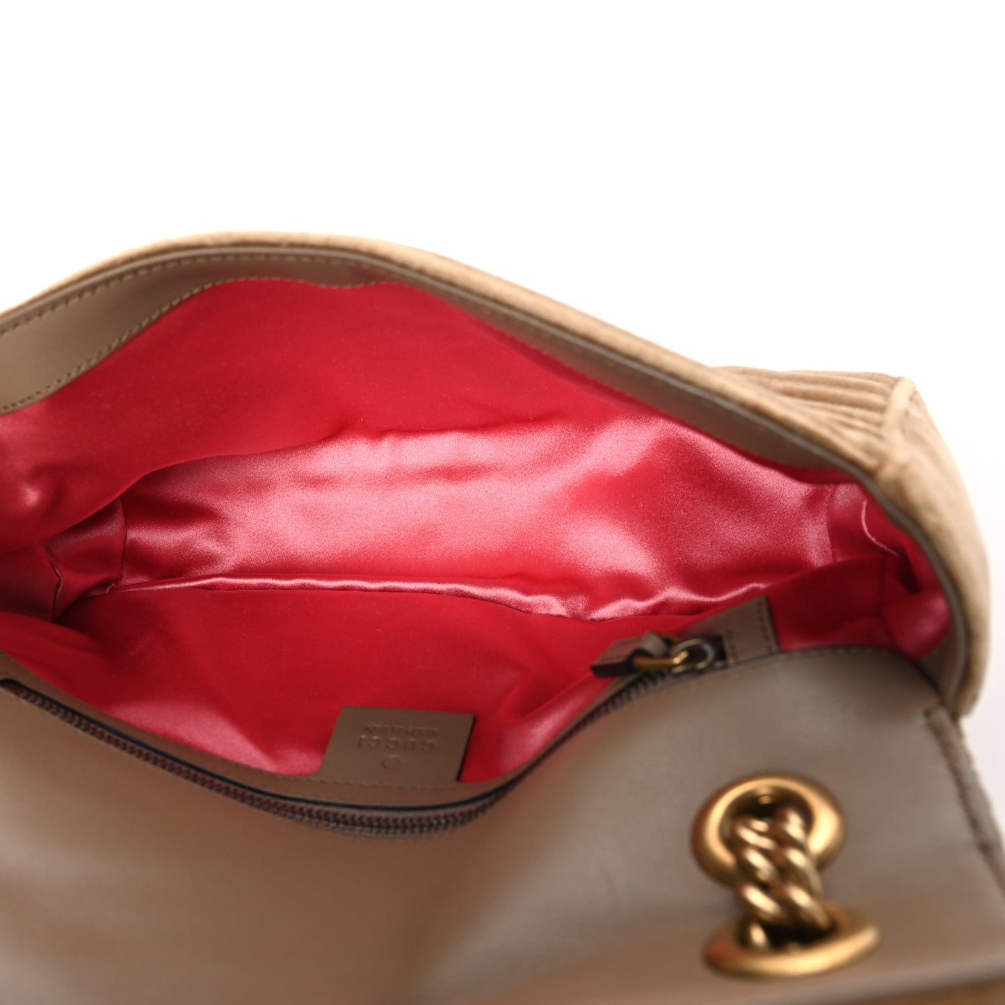 Velvet Matelasse Medium GG Marmont Shoulder Bag Taupe