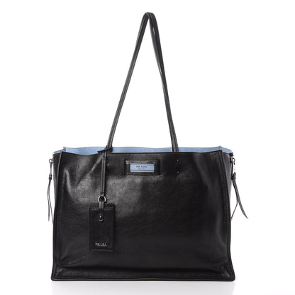 Prada Glace Calf Etiquette Tote Black Astrale 1 of 8
