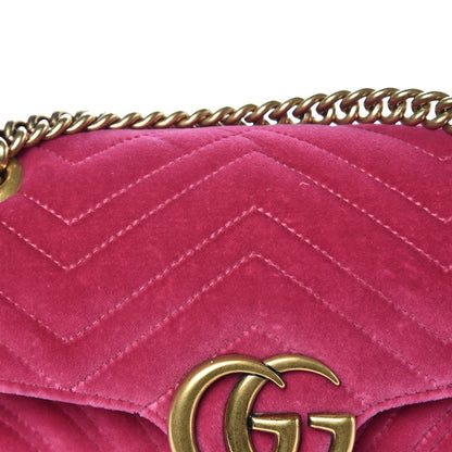 Gucci Velvet Matelasse Small GG Marmont Shoulder Bag Light Raspberry Rose 10 of 12