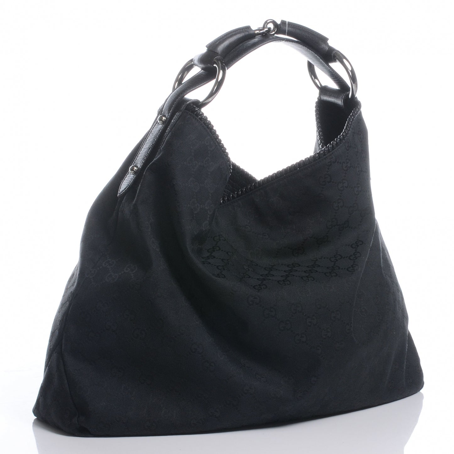 Monogram Large Horsebit Chain Hobo Black